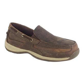 Men's Rockport Works Sailing Club Slip On Boat Shoe Steel Toe Brown