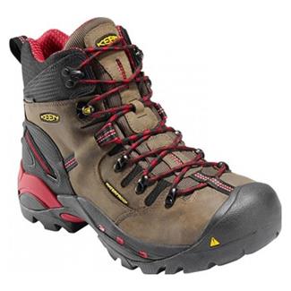 Men's Keen Utility Pittsburgh Steel Toe Waterproof Boots Bison / Red