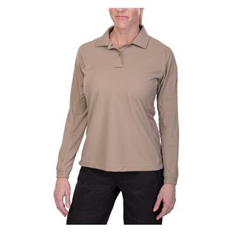 Women's Vertx Coldblack Long Sleeve Polo Silver Tan