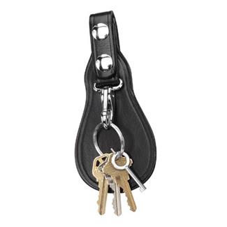 Gould & Goodrich Leather Key Strap with Flap Plain Black