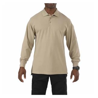 Men's 5.11 Long Sleeve Professional Polos Silver Tan