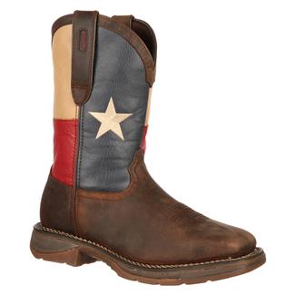 Men's Durango Rebel Flag Steel Toe Boots Dark Brown / Texas Flag