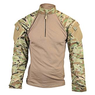 Men's TRU-SPEC Nylon / Cotton 1/4 Zip Tactical Response Combat Shirt All Terrain Tiger Stripe / Sand