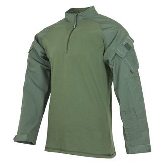 Men's TRU-SPEC Poly / Cotton 1/4 Zip Tactical Response Combat Shirt Olive Drab / Olive Drab