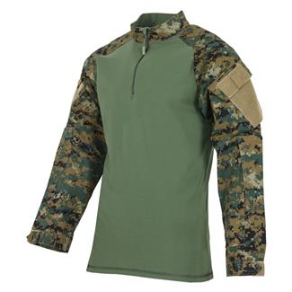 Men's TRU-SPEC Poly / Cotton 1/4 Zip Tactical Response Combat Shirt Woodland Digital / Olive Drab