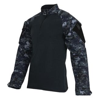 Men's TRU-SPEC Poly / Cotton 1/4 Zip Tactical Response Combat Shirt Midnight Digital / Navy