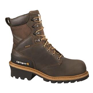 Men's Carhartt 8" Logger Composite Toe Waterproof Boots Crazy Horse Brown