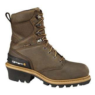 Men's Carhartt 8" Logger Composite Toe IN Waterproof Boots Crazy Horse Brown