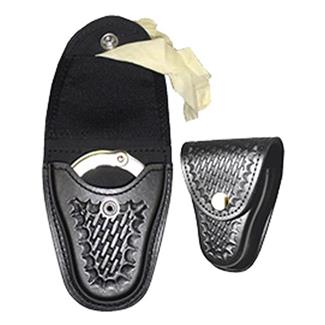 Gould & Goodrich Leather Handcuff Case / Glove Pouch w/ Brass Hardware Black Basket Weave
