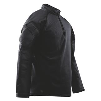 Men's TRU-SPEC Poly / Spandex Ripstop 1/4 Zip Winter Combat Shirts Black / Black