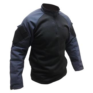 Men's TRU-SPEC Poly / Spandex Ripstop 1/4 Zip Winter Combat Shirts Navy / Black