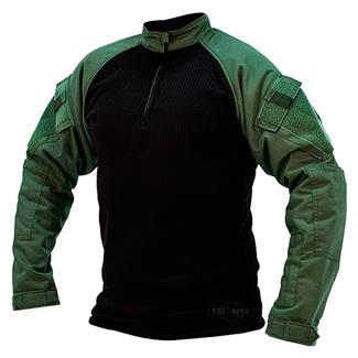 Men's TRU-SPEC Poly / Spandex Ripstop 1/4 Zip Winter Combat Shirts Olive Drab / Black