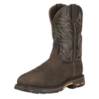 Men's Ariat 11" Workhog Met Guard Wide Square Toe Composite Toe Waterproof Boots Bruin Brown / Crazy Black