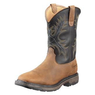 Men's Ariat 11" Workhog Wide Square Toe Steel Toe Waterproof Boots Aged Bark / Black