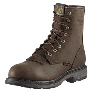 Men's Ariat 8" Workhog Composite Toe Waterproof Boots Oily Distressed Brown