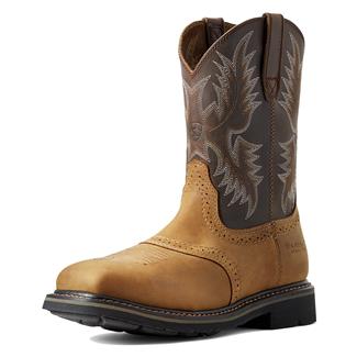 Men's Ariat 10" Sierra Wide Square Toe Steel Toe Boots Aged Bark