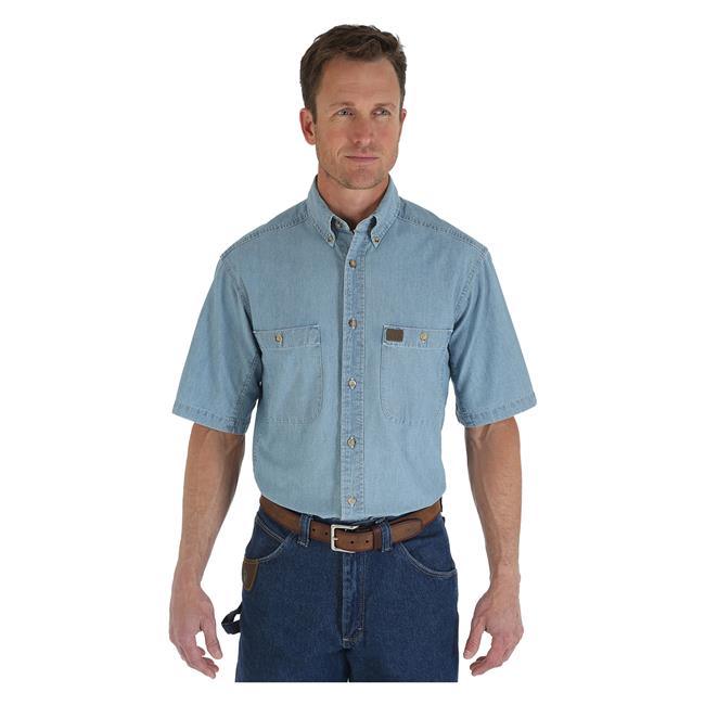 Men's Wrangler Riggs Short Sleeve Relaxed Fit Chambray Work Shirt | Work  Boots Superstore 