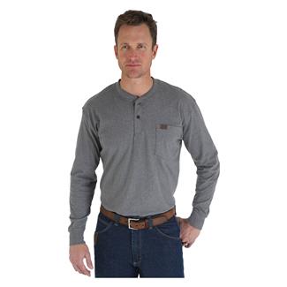 Men's Wrangler Riggs Long Sleeve Pocket Henley Charcoal Grey