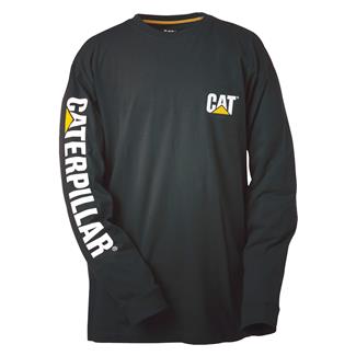 Men's CAT Long Sleeve Trademark Banner T-Shirt Black