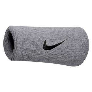 NIKE Swoosh Doublewide Wristband (2 pack) Matte Silver / Black