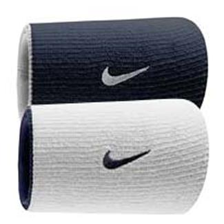 NIKE Dri-FIT Home & Away Doublewide Wristband (2 pack) Obsidian / White