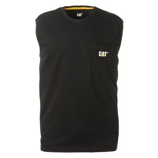 Men's CAT Trademark Sleeveless Pocket T-Shirt Black