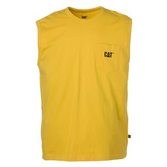 Men's CAT Trademark Sleeveless Pocket T-Shirt Yellow
