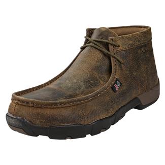 Men's Justin Original Work Boots Cappie ST Full Grain Waxy Dark Brown