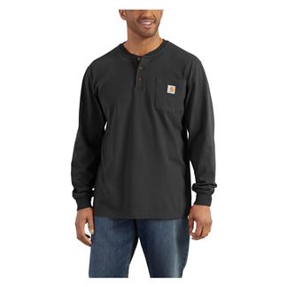Men's Carhartt Long Sleeve Loose Fit Heavyweight Pocket Henley T-Shirt Black