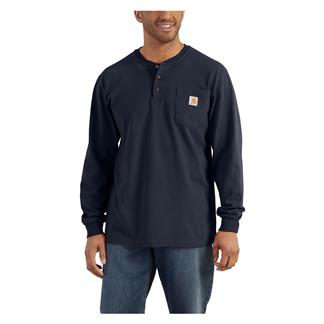Men's Carhartt Long Sleeve Loose Fit Heavyweight Pocket Henley T-Shirt Navy