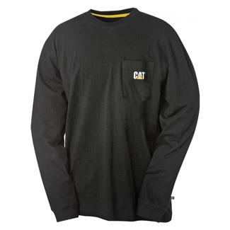 Men's CAT Long Sleeve Trademark Pocket T-Shirt Black