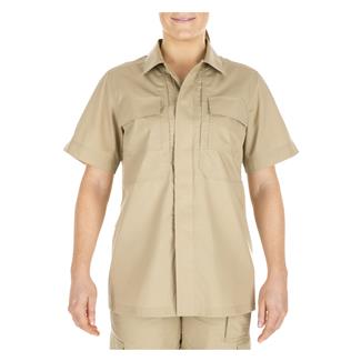 Women's 5.11 Short Sleeve Poly / Cotton Ripstop Taclite TDU Shirt TDU Khaki