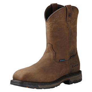Men's Ariat 11" Workhog Wellington H2O Composite Toe Waterproof Boots Oily Distressed Brown