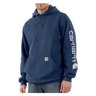 Men's Carhartt Loose Fit Midweight Logo Hoodie New Navy