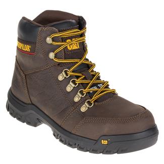 Men's CAT Outline Steel Toe Boots Seal Brown