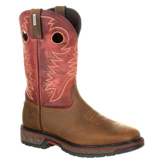 Men's Georgia 11" Carbo-Tec Square Toe Pull-On Waterproof Boots Brown / Red
