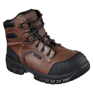 Men's Skechers Work Onkin Steel Toe Waterproof Boots Dark Brown