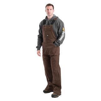 Men's Berne Workwear Unlined Washed Duck Bib Overalls Bark