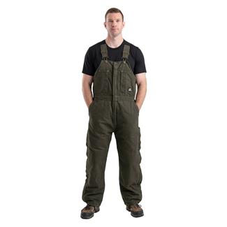 Men's Berne Workwear Original Washed Insulated Bib Overalls Olive Duck