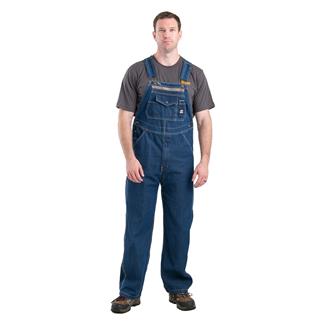 Men's Berne Workwear Original Unlined Washed Denim Bib Overalls Stone Wash Dark