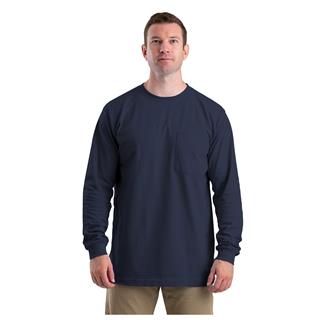 Men's Berne Workwear Heavyweight Long Sleeve Pocket T-Shirt Navy