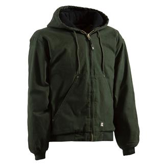 Men's Berne Workwear Original Washed Hooded Jacket - Quilt Lined Moss