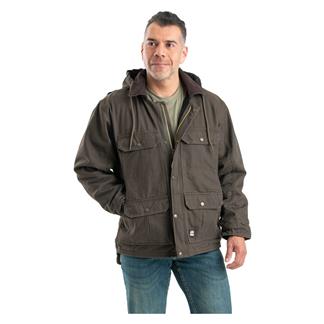 Men's Berne Workwear Washed Contractor Coat Olive Duck