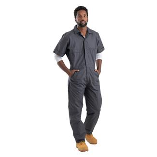 Men's Berne Workwear Poplin Short Sleeve Coveralls Charcoal
