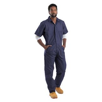 Men's Berne Workwear Poplin Short Sleeve Coveralls Navy