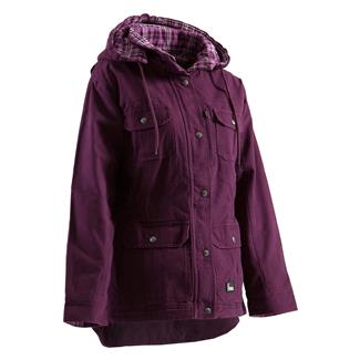 Women's Berne Workwear Washed Barn Coat - Quilted Flannel Lined Plum