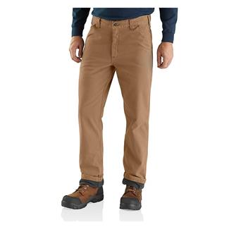 Men's Carhartt Rugged Flex Fleece Lined Utility Work Pants Dark Khaki