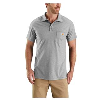 Men's Carhartt Force Relaxed Fit Midweight Pocket Polo Heather Gray