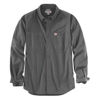 Men's Carhartt Rugged Flex Relaxed Fit Midweight Canvas Long Sleeve Work Shirt Gravel