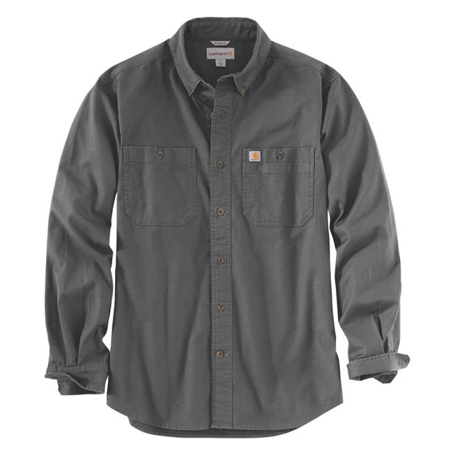 Carhartt Men's Long-Sleeve Rugged Flex Rigby Work Shirt, Gravel